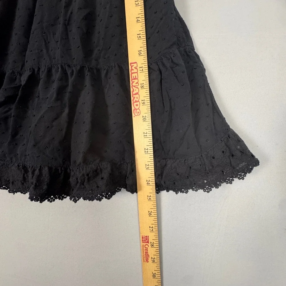Art Class Tiered Eyelet Swiss Dot Dress Girls Size 7/8 M Black Excellent